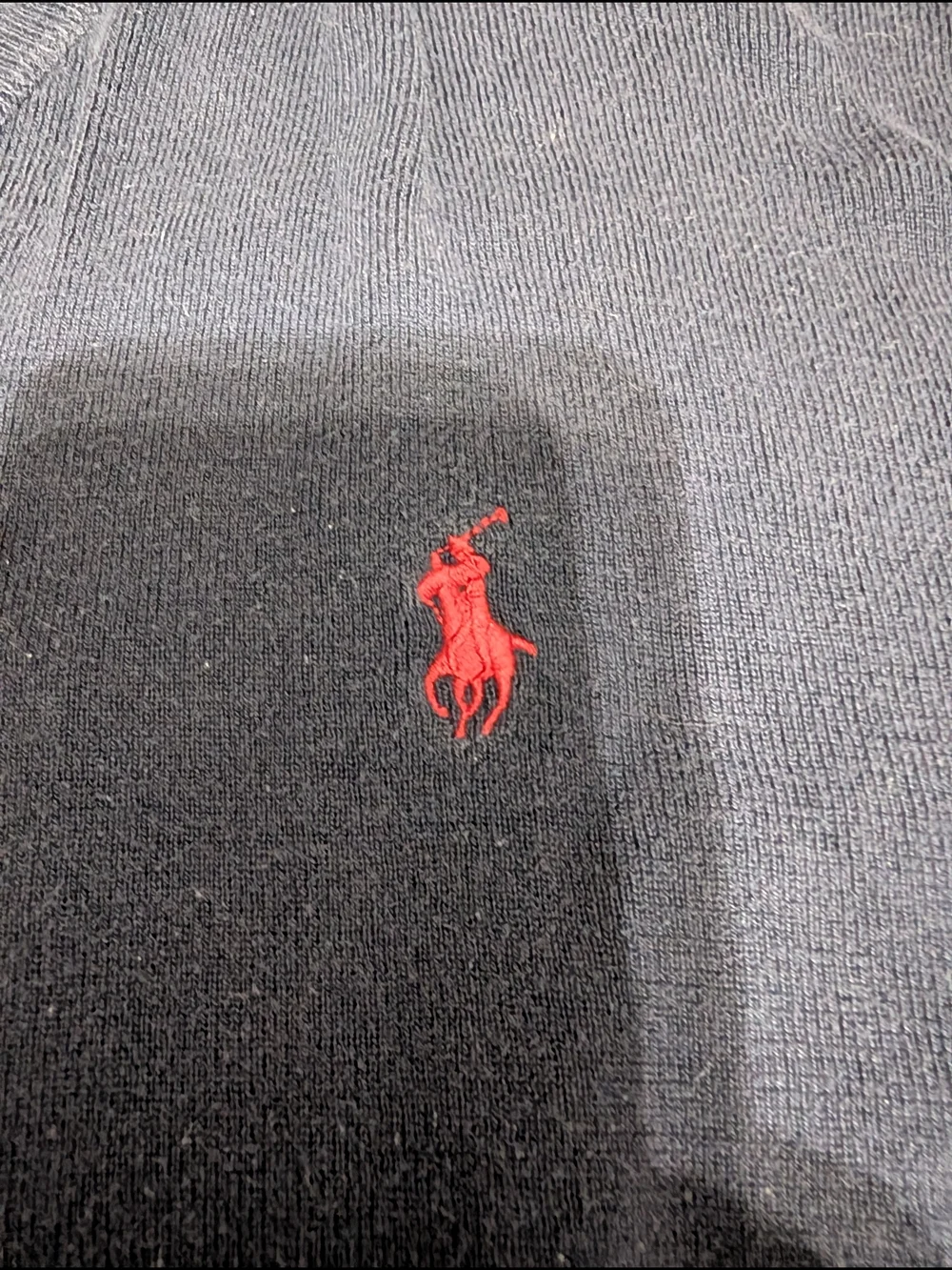 Polo by Ralph Lauren Men's Navy V-Neck Sweater with Red Pony Size Medium